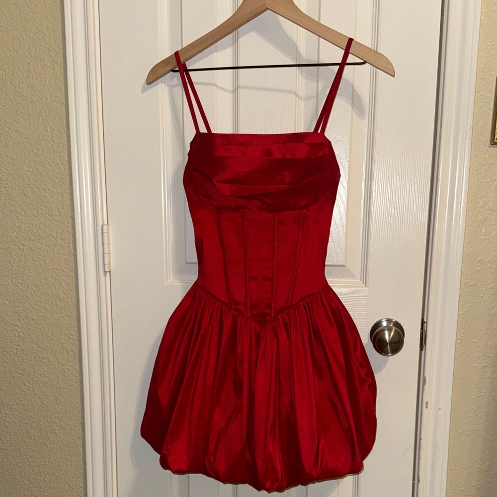 Red Prom/Hoco Dress with Bubble Skirt